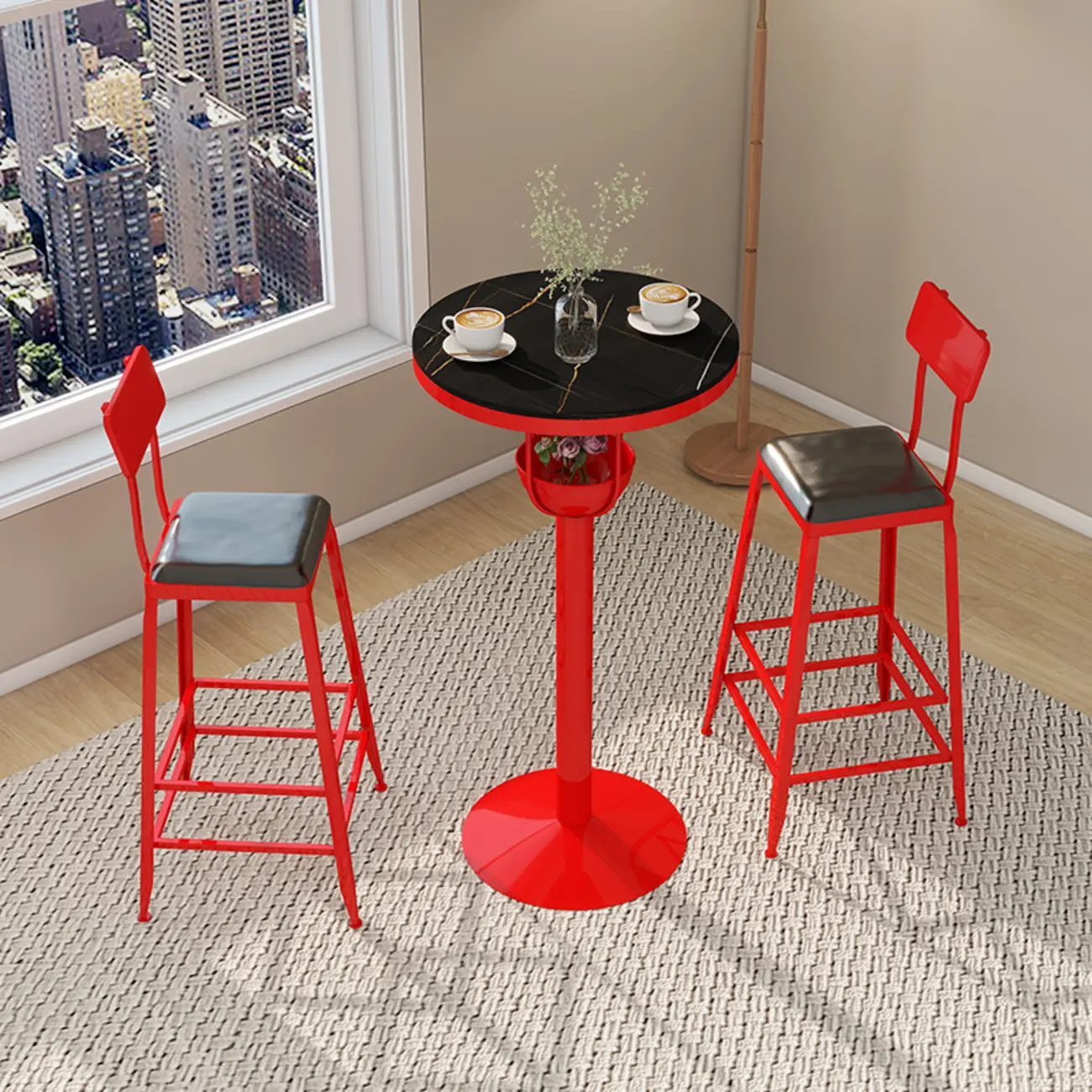 Modern Black Orange Orbicular Shelf Bar Tables Image - 4 | homeyfad