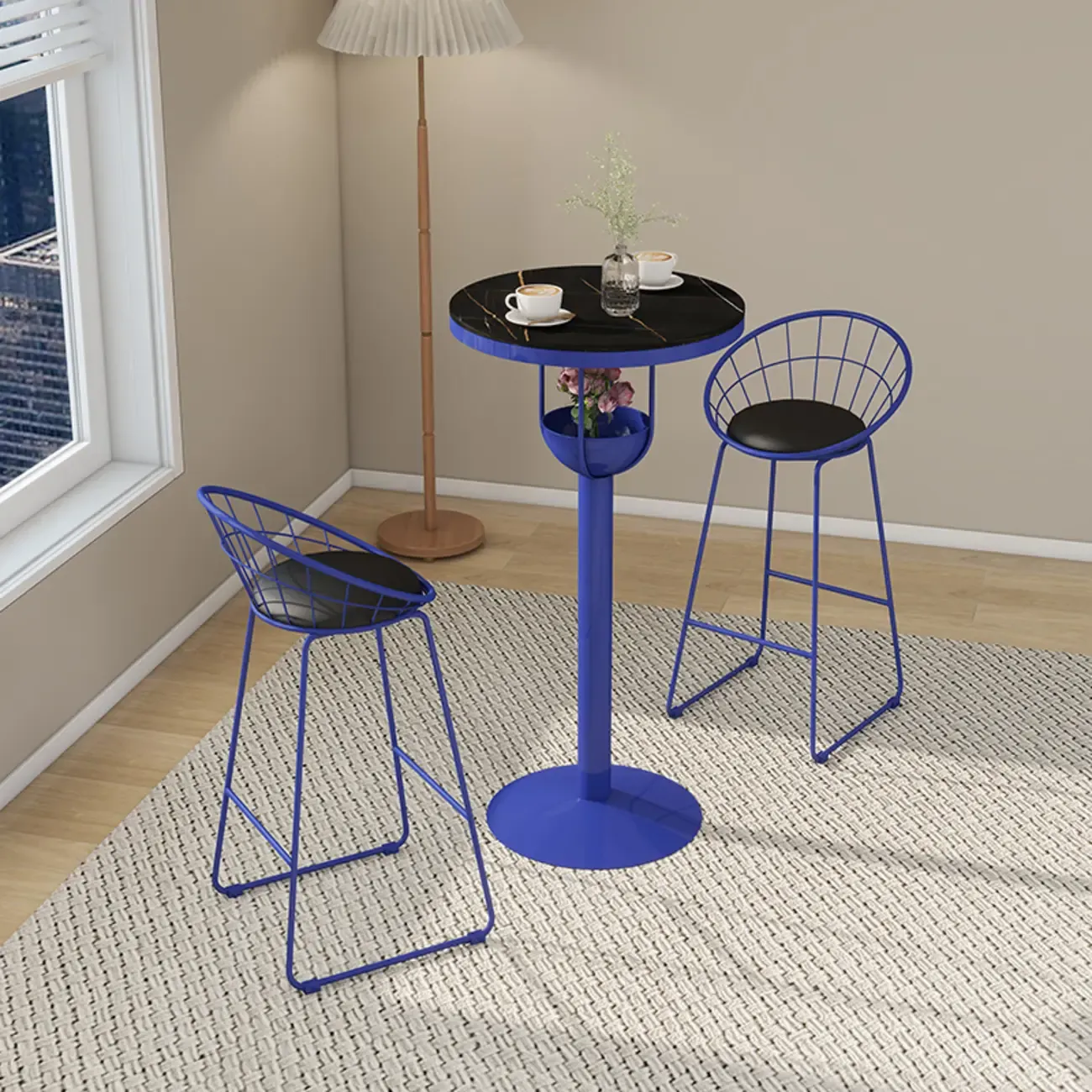 Modern Black Orange Orbicular Shelf Bar Tables Image - 8