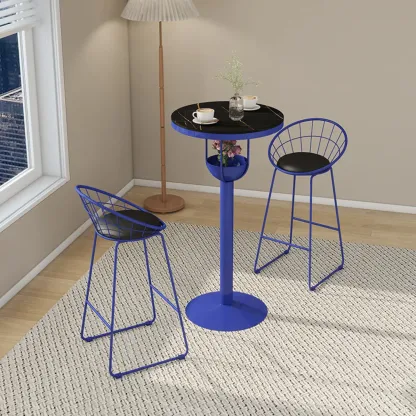 Modern Black Orange Orbicular Shelf Bar Tables Image - 8