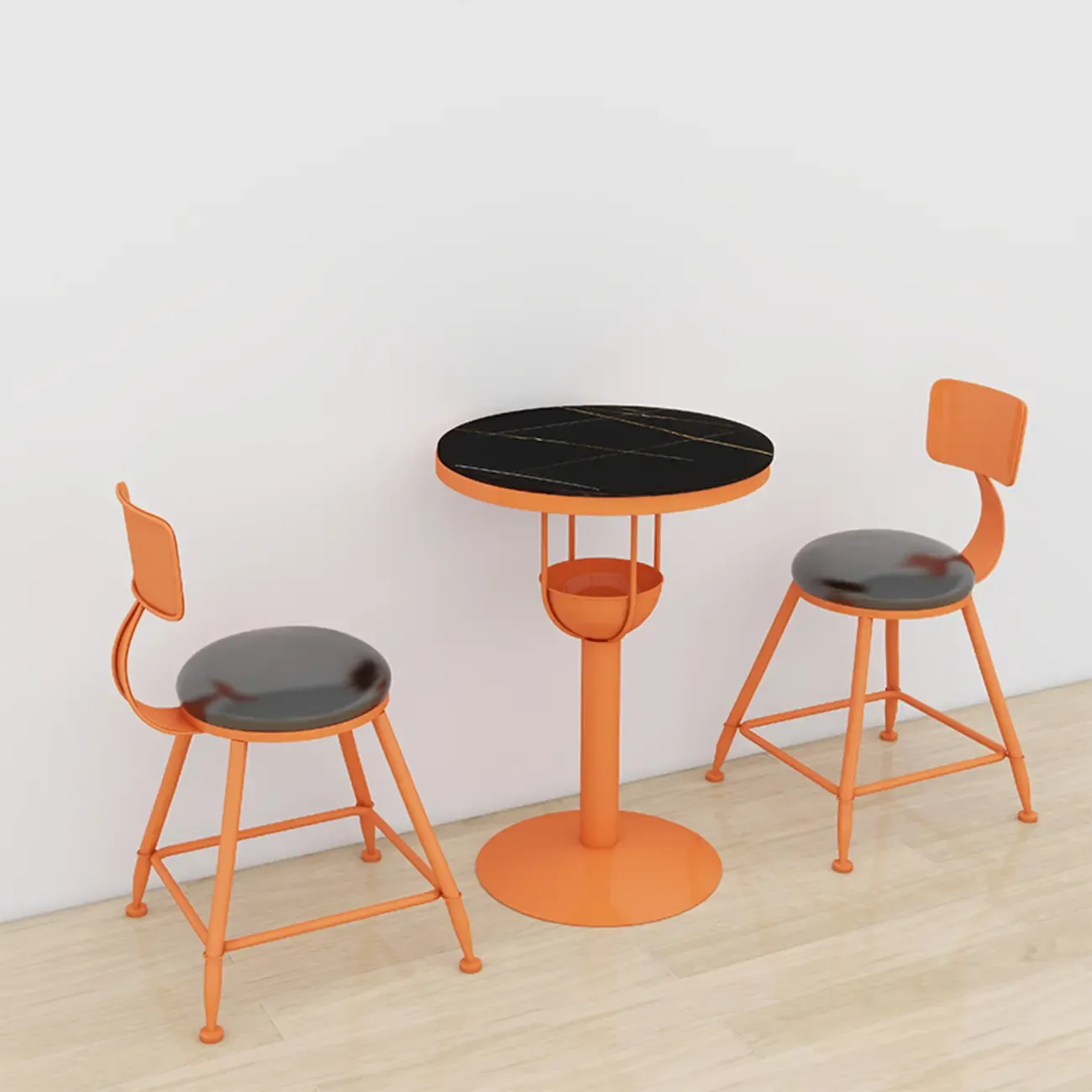 Modern Black Orange Orbicular Shelf Bar Tables Image - 10