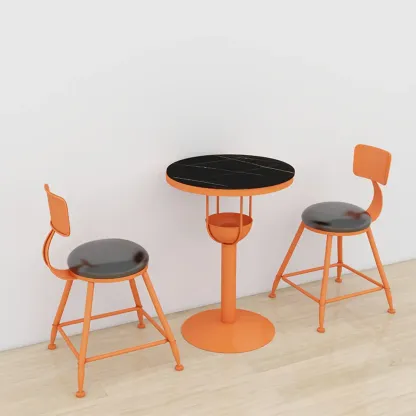Modern Black Orange Orbicular Shelf Bar Tables Image - 10