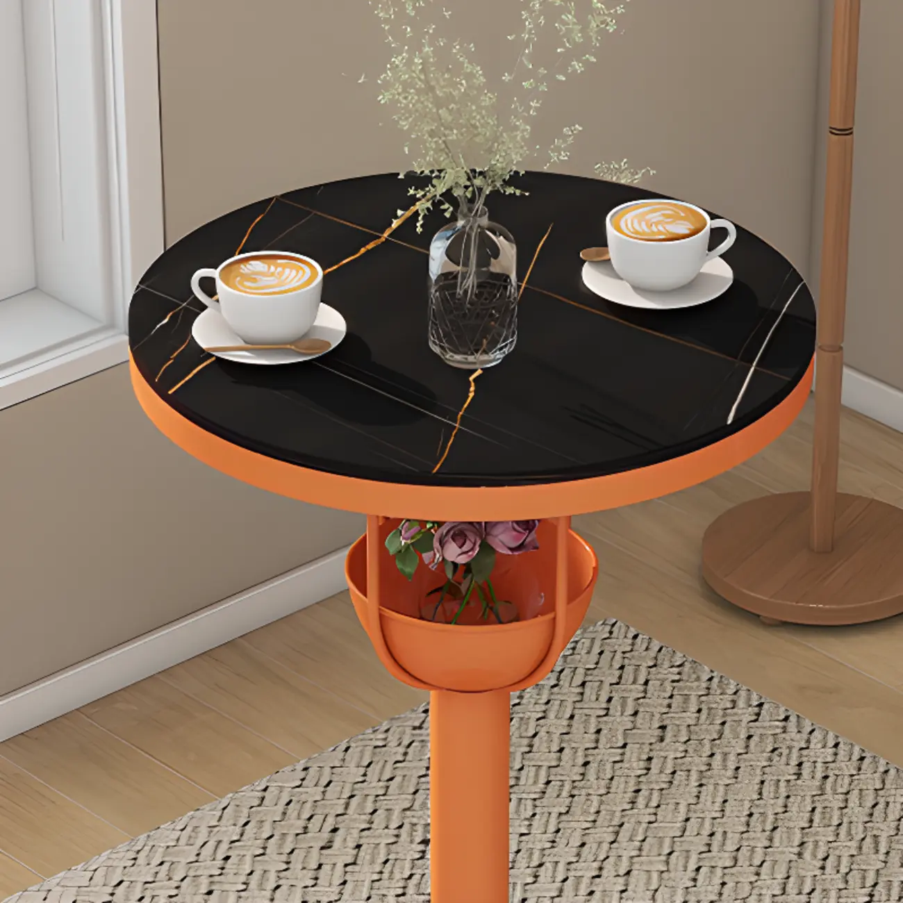 Modern Black Orange Orbicular Shelf Bar Tables Image - 12 | homeyfad