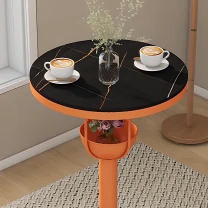 Modern Black Orange Orbicular Shelf Bar Tables Image - 12