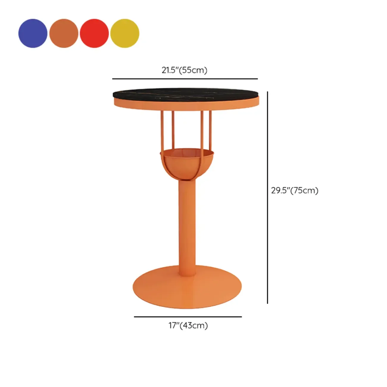 Modern Black Orange Orbicular Shelf Bar Tables #size