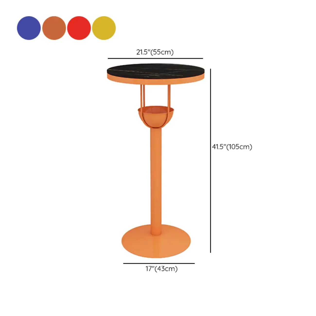 Modern Black Orange Orbicular Shelf Bar Tables Image - 17