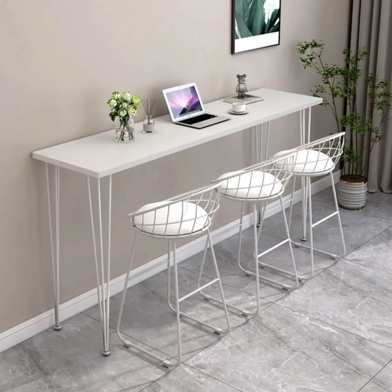 Modern White Wooden Minimalist Design Bar Tables Image - 1