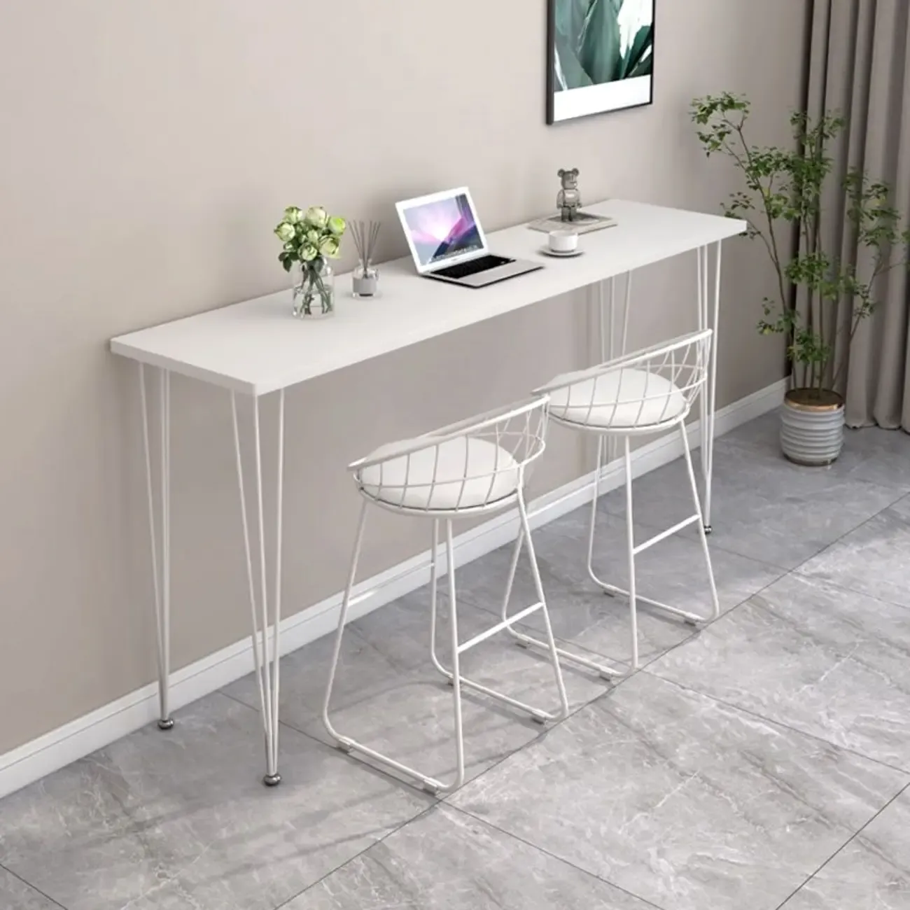 Modern White Wooden Minimalist Design Bar Tables Image - 2