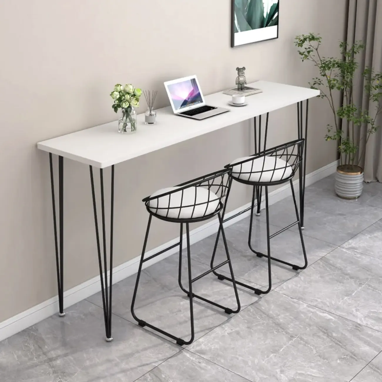 Modern White Wooden Minimalist Design Bar Tables Image - 3