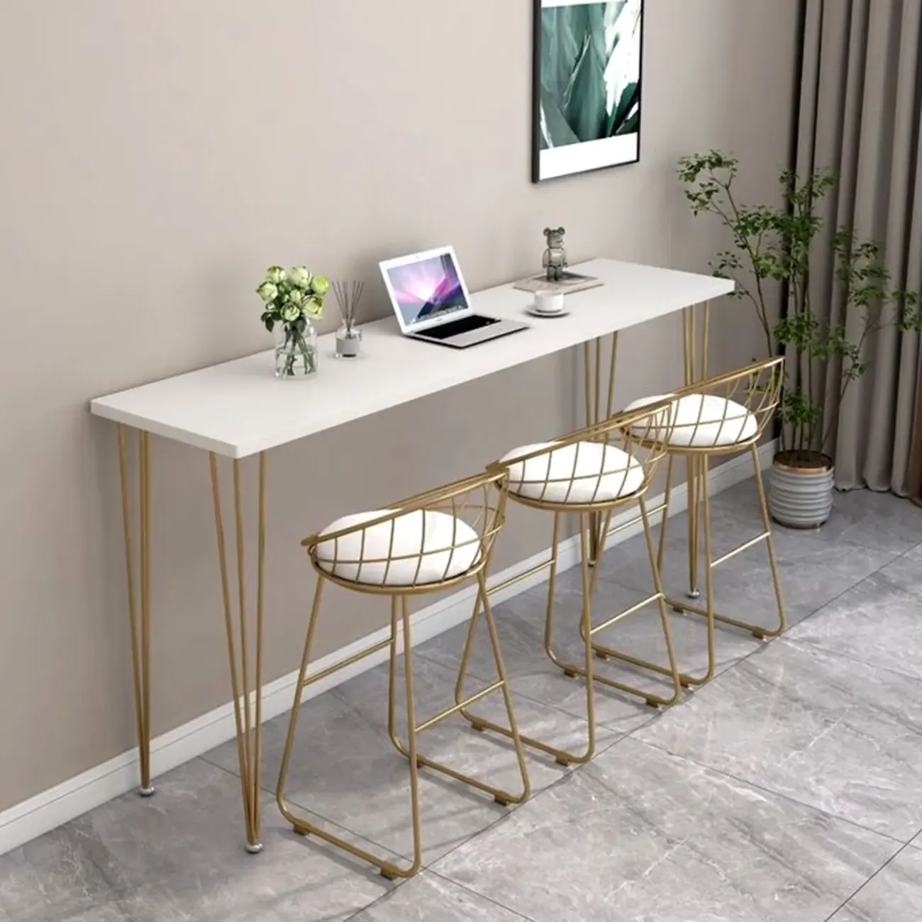 Modern White Wooden Minimalist Design Bar Tables Image - 4