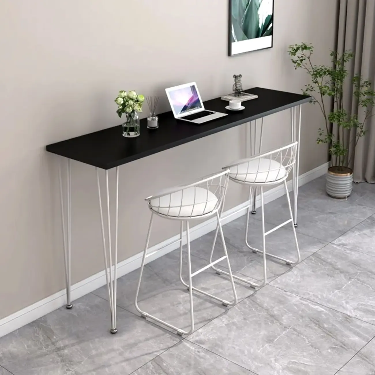 Modern White Wooden Minimalist Design Bar Tables Image - 7