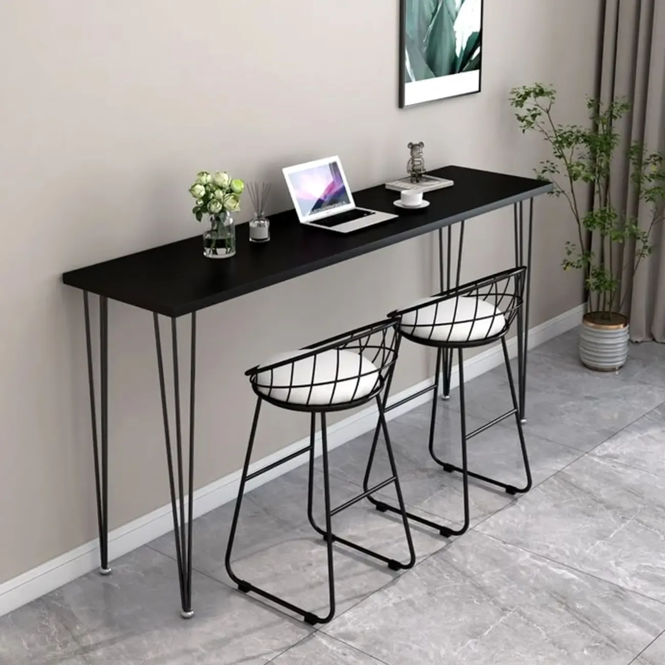 Modern White Wooden Minimalist Design Bar Tables Image - 9