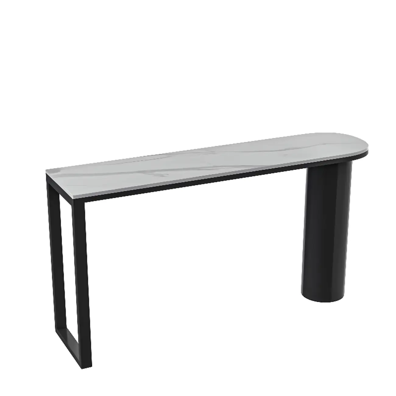 Contemporary Oval White Marble Bar Table for Dining Image - 2 | homeyfad