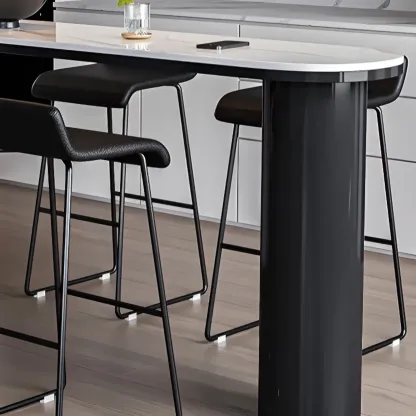 Contemporary Oval White Marble Bar Table for Dining Image - 7