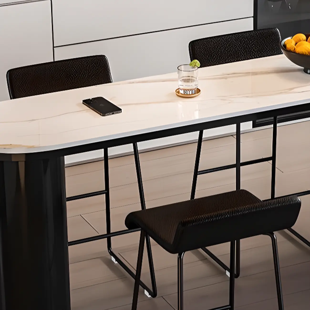 Contemporary Oval White Marble Bar Table for Dining Image - 8 | homeyfad