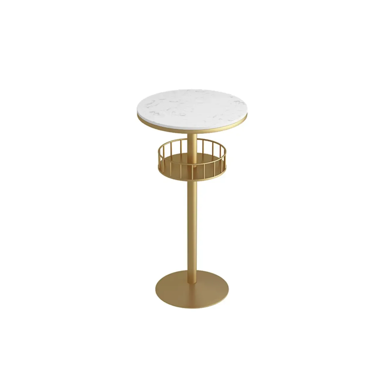 Glamorous Golden Marble Round Bar Table with Under Shelf Image - 4