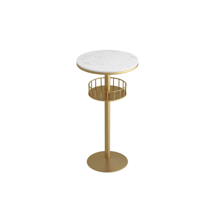 Glamorous Golden Marble Round Bar Table with Under Shelf