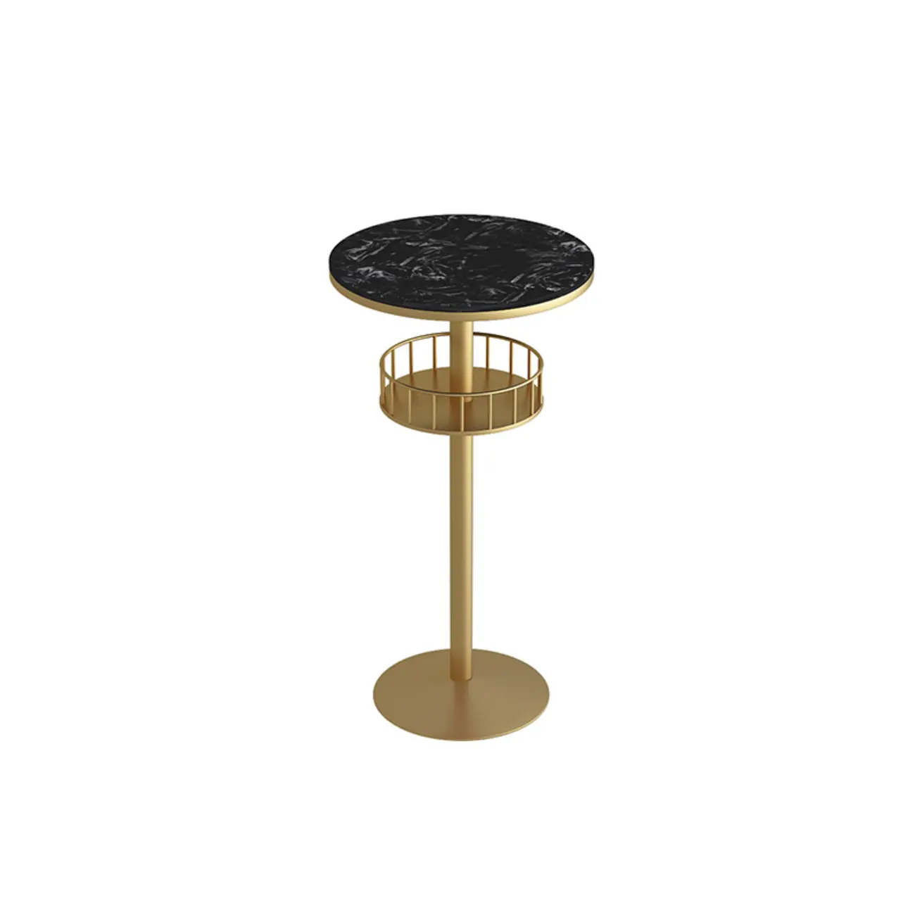 Glamorous Golden Marble Round Bar Table with Under Shelf Image - 4 | homeyfad