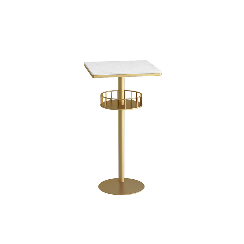 Glamorous Golden Marble Round Bar Table with Under Shelf | homeyfad