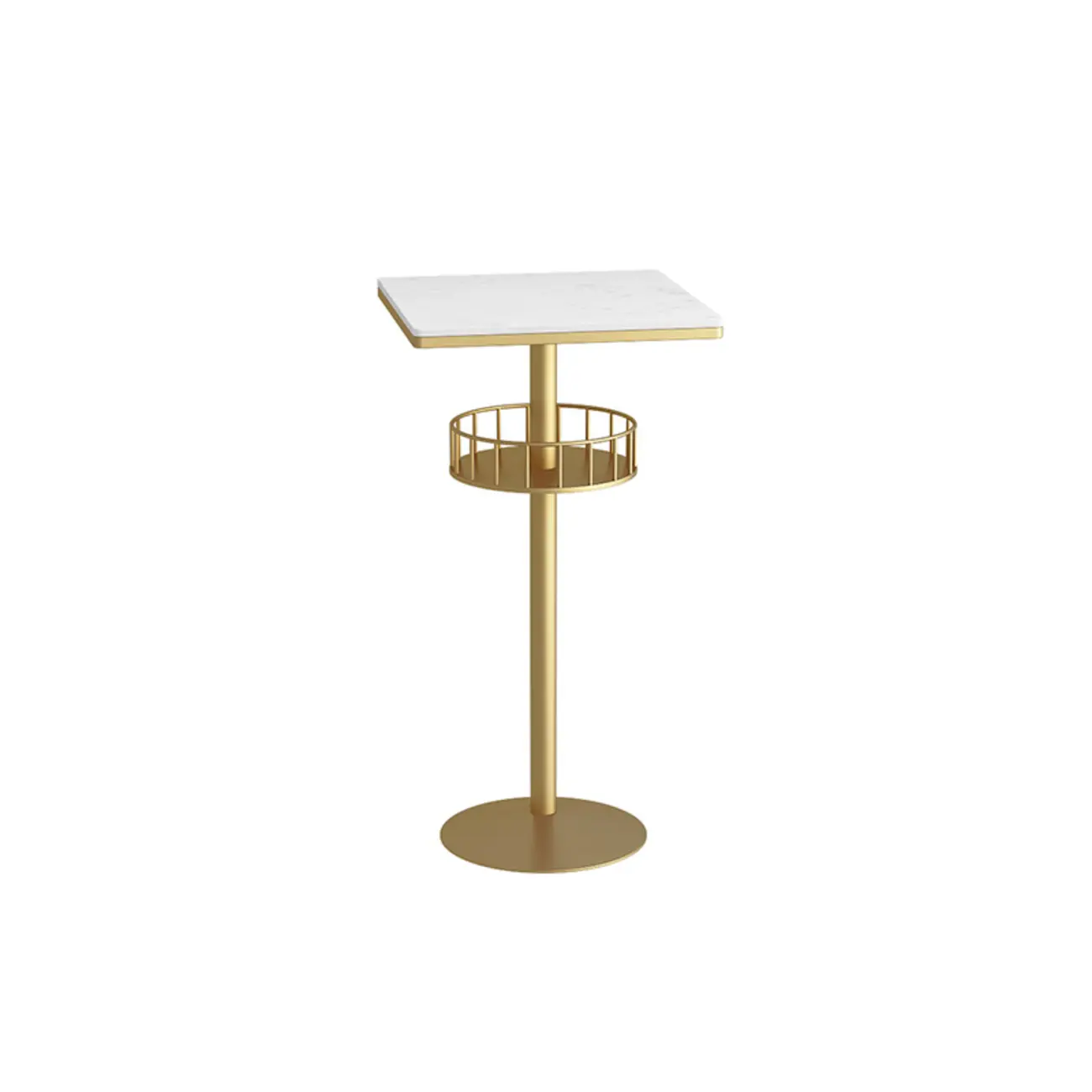 Glamorous Golden Marble Round Bar Table with Under Shelf Image - 5 | homeyfad
