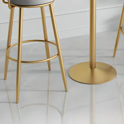 Glamorous Golden Marble Round Bar Table with Under Shelf Image - 17