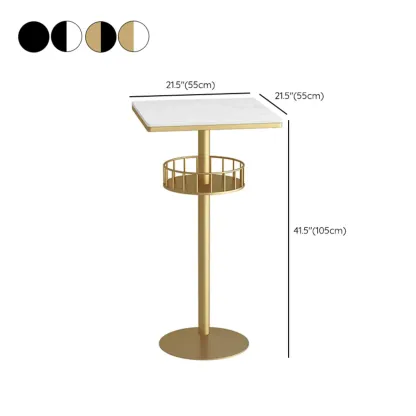 Glamorous Golden Marble Round Bar Table with Under Shelf Image - 23