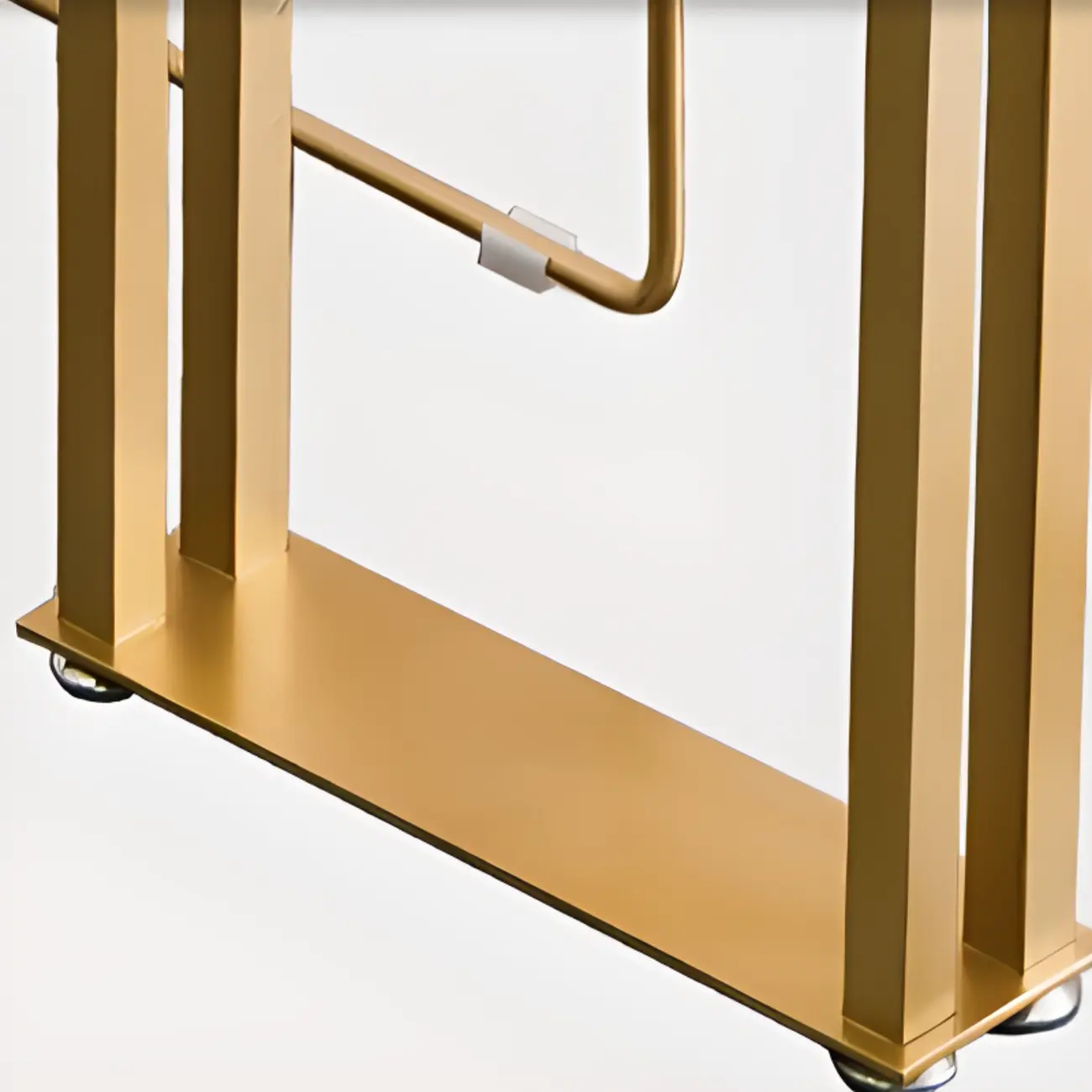 Luxury Rectangle Wooden Bar Table Gold Sled Base for Dining Image - 7 | homeyfad