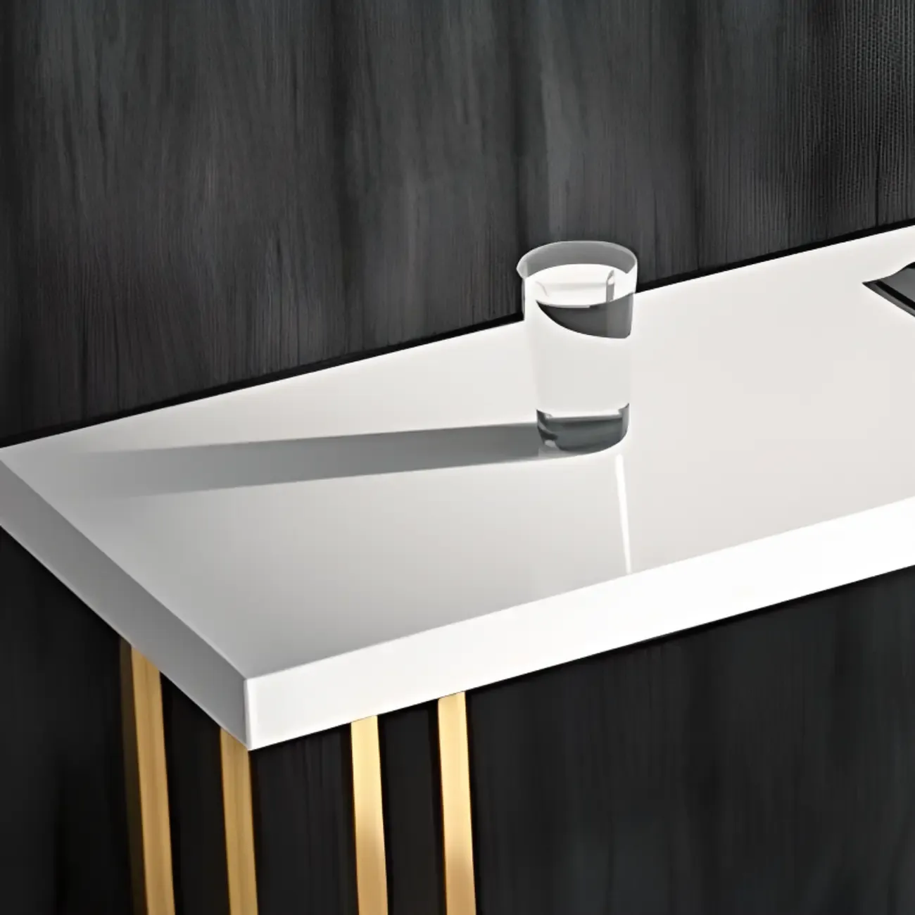 Luxury Rectangle Wooden Bar Table Gold Sled Base for Dining Image - 8