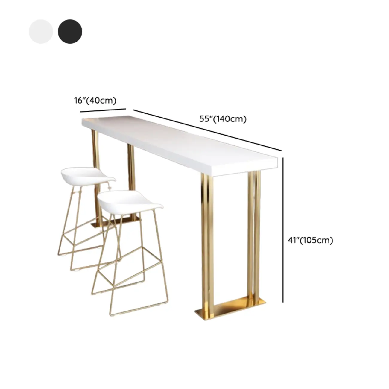 Luxury Rectangle Wooden Bar Table Gold Sled Base for Dining Image - 11 | homeyfad