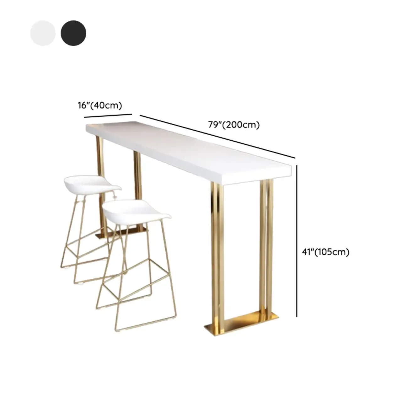 Luxury Rectangle Wooden Bar Table Gold Sled Base for Dining Image - 14
