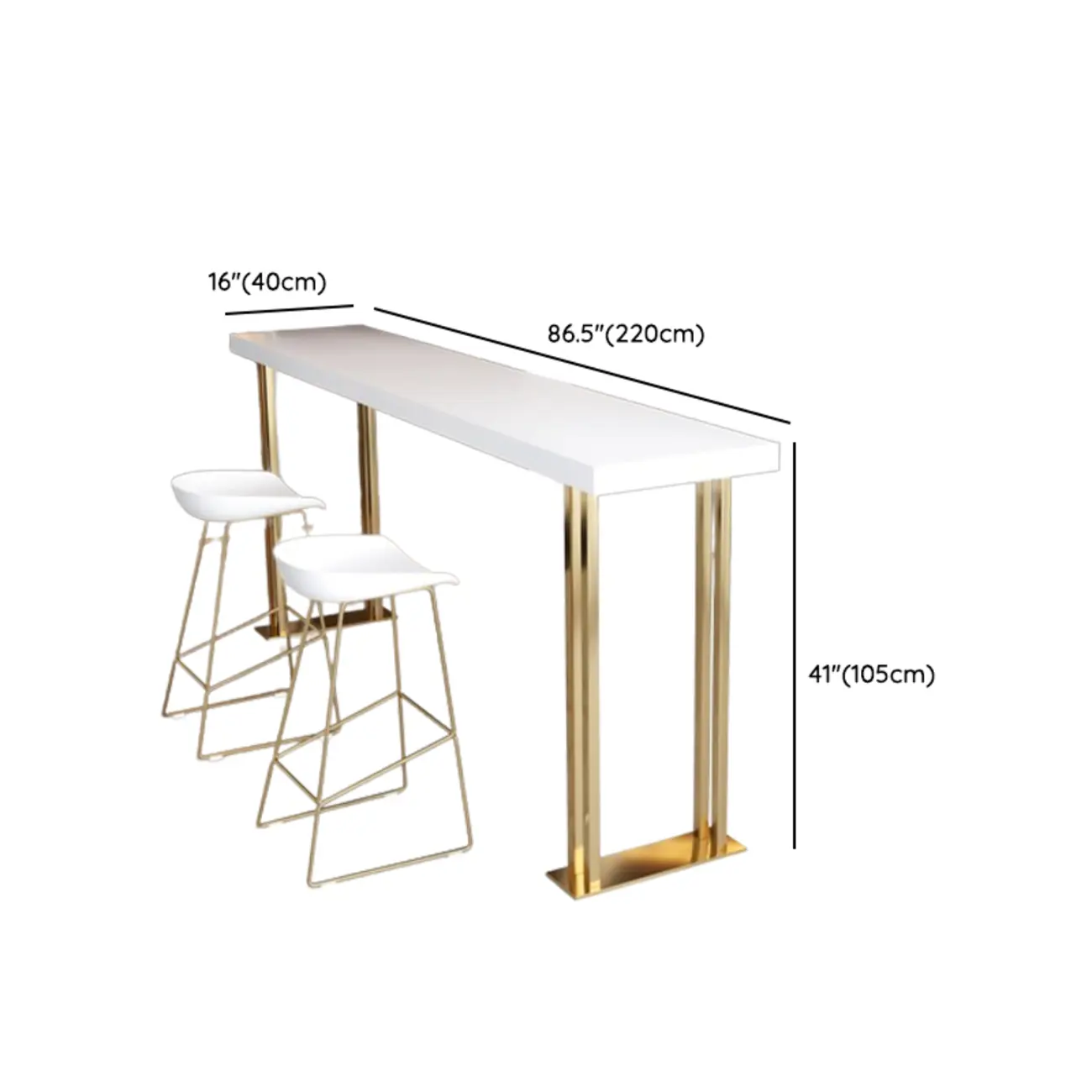 Luxury Rectangle Wooden Bar Table Gold Sled Base for Dining Image - 15 | homeyfad