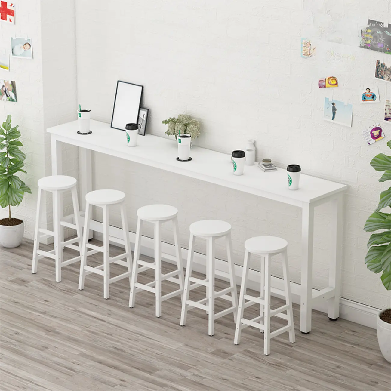 Modern White Wood Iron Rectangular Bar Tables Image - 1 | homeyfad