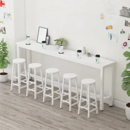 Modern White Wood Iron Rectangular Bar Tables Image - 1