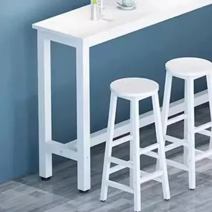 Modern White Wood Iron Rectangular Bar Tables Image - 3