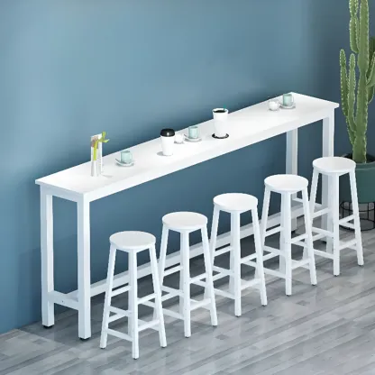 Modern White Wood Iron Rectangular Bar Tables Image - 4