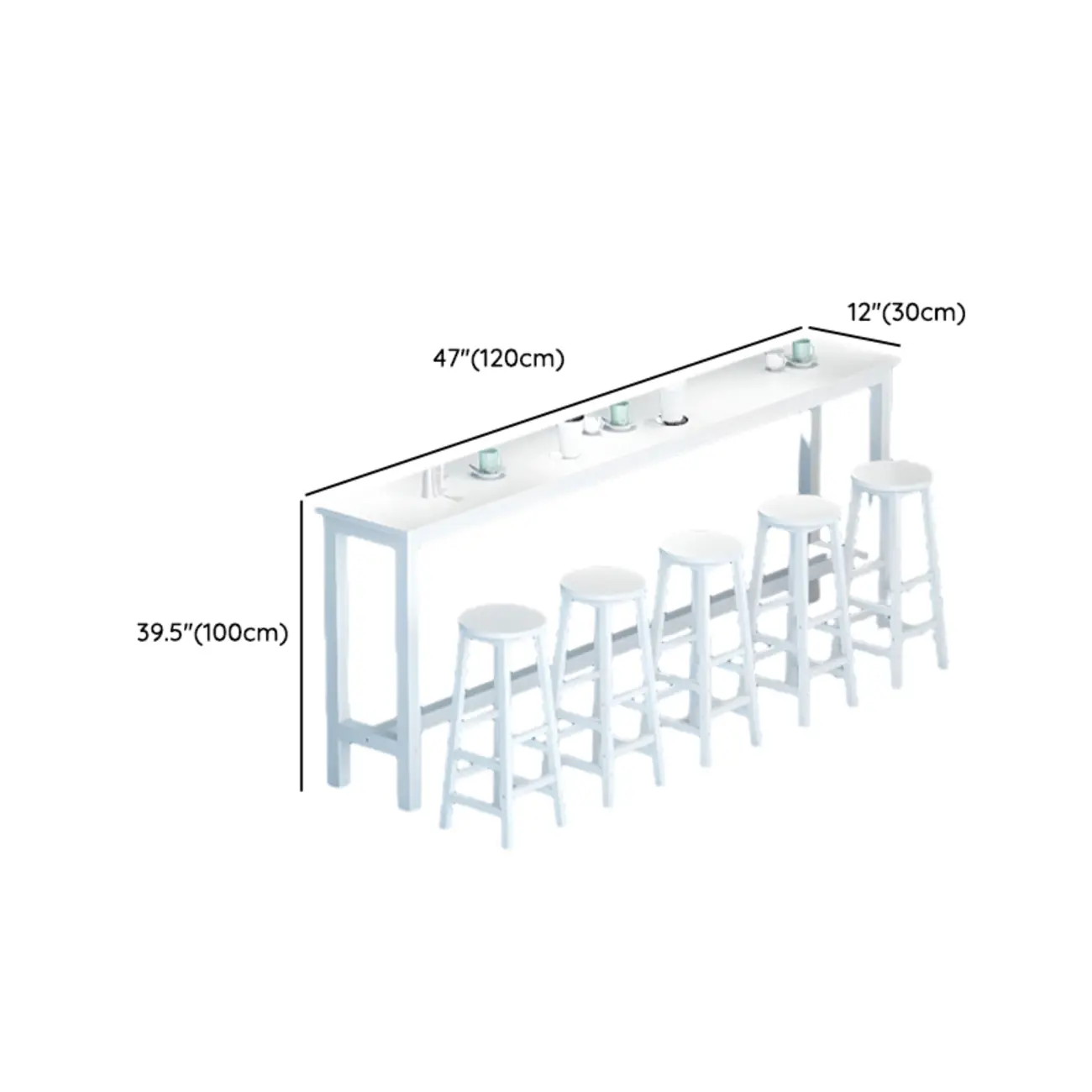 Modern White Wood Iron Rectangular Bar Tables Image - 7 | homeyfad