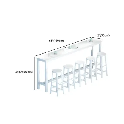 Modern White Wood Iron Rectangular Bar Tables Image - 9