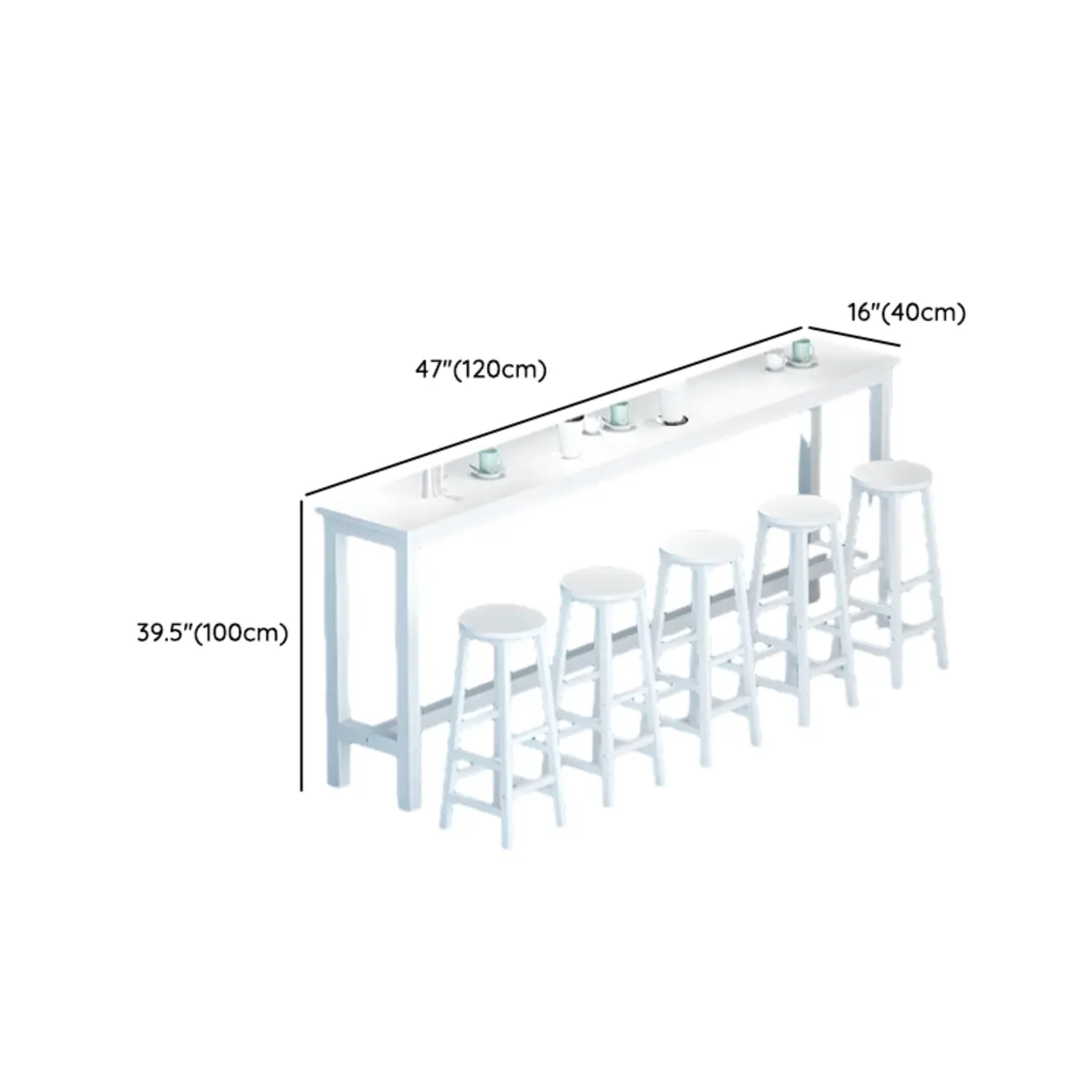 Modern White Wood Iron Rectangular Bar Tables Image - 12 | homeyfad