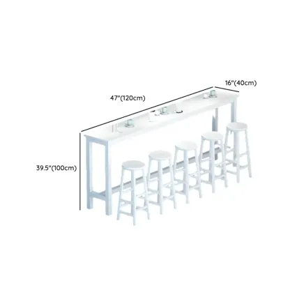 Modern White Wood Iron Rectangular Bar Tables Image - 12