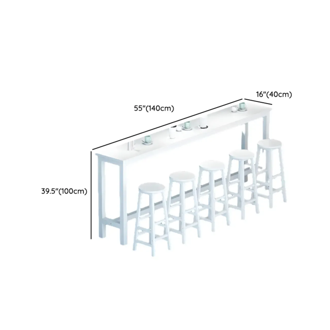 Modern White Wood Iron Rectangular Bar Tables Image - 13