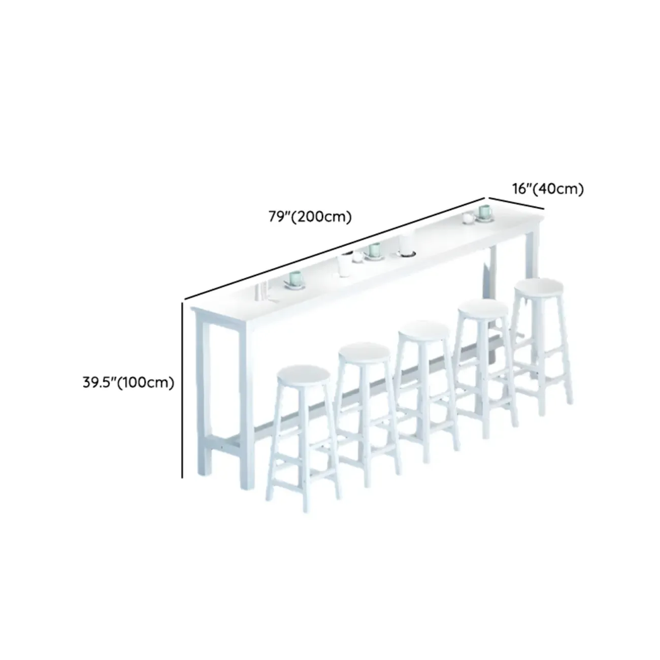Modern White Wood Iron Rectangular Bar Tables Image - 16
