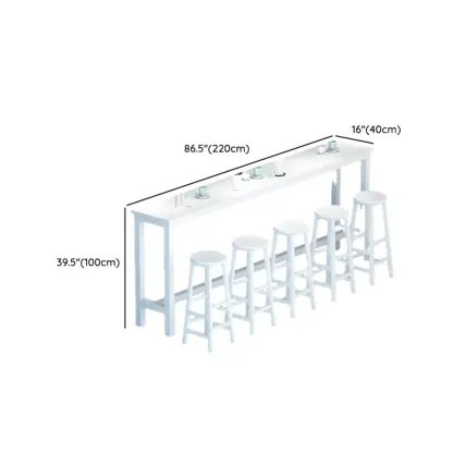 Modern White Wood Iron Rectangular Bar Tables Image - 17