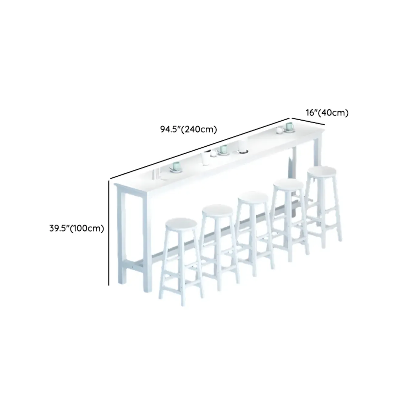 Modern White Wood Iron Rectangular Bar Tables Image - 18