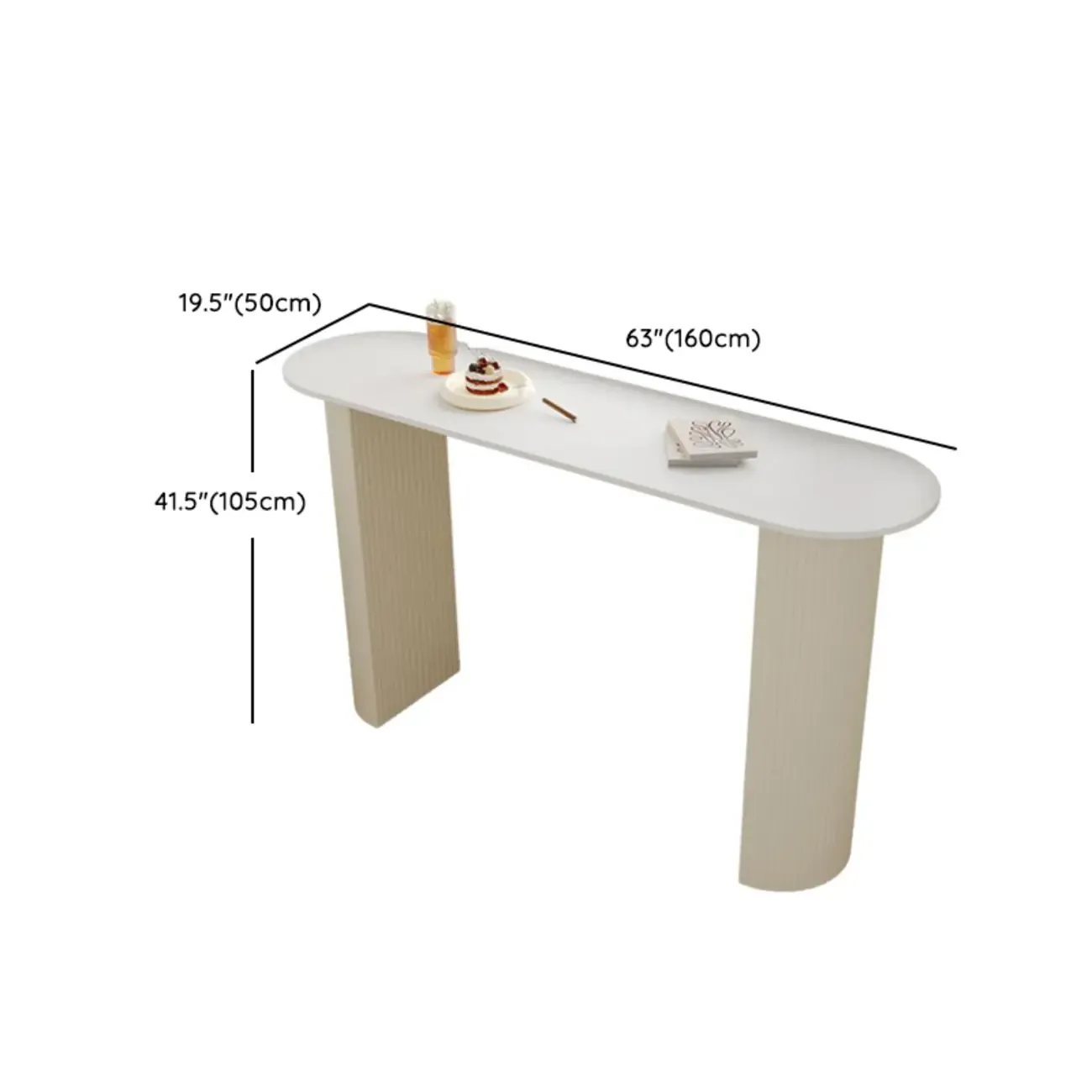 Modern White Stone Top Bar Table Double Pedestal Base Image - 10