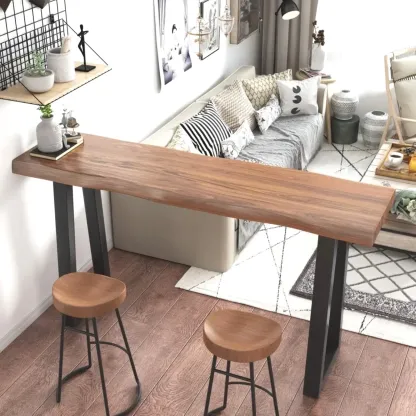 Scandinavian Natural Wood Sled Base Bar Tables Image - 5