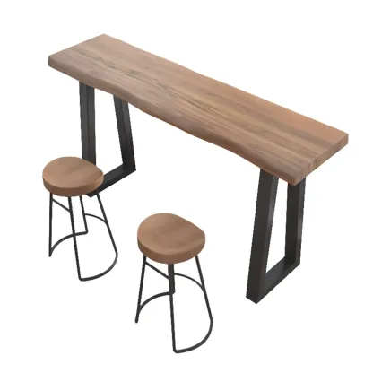 Scandinavian Natural Wood Sled Base Bar Tables Image - 6