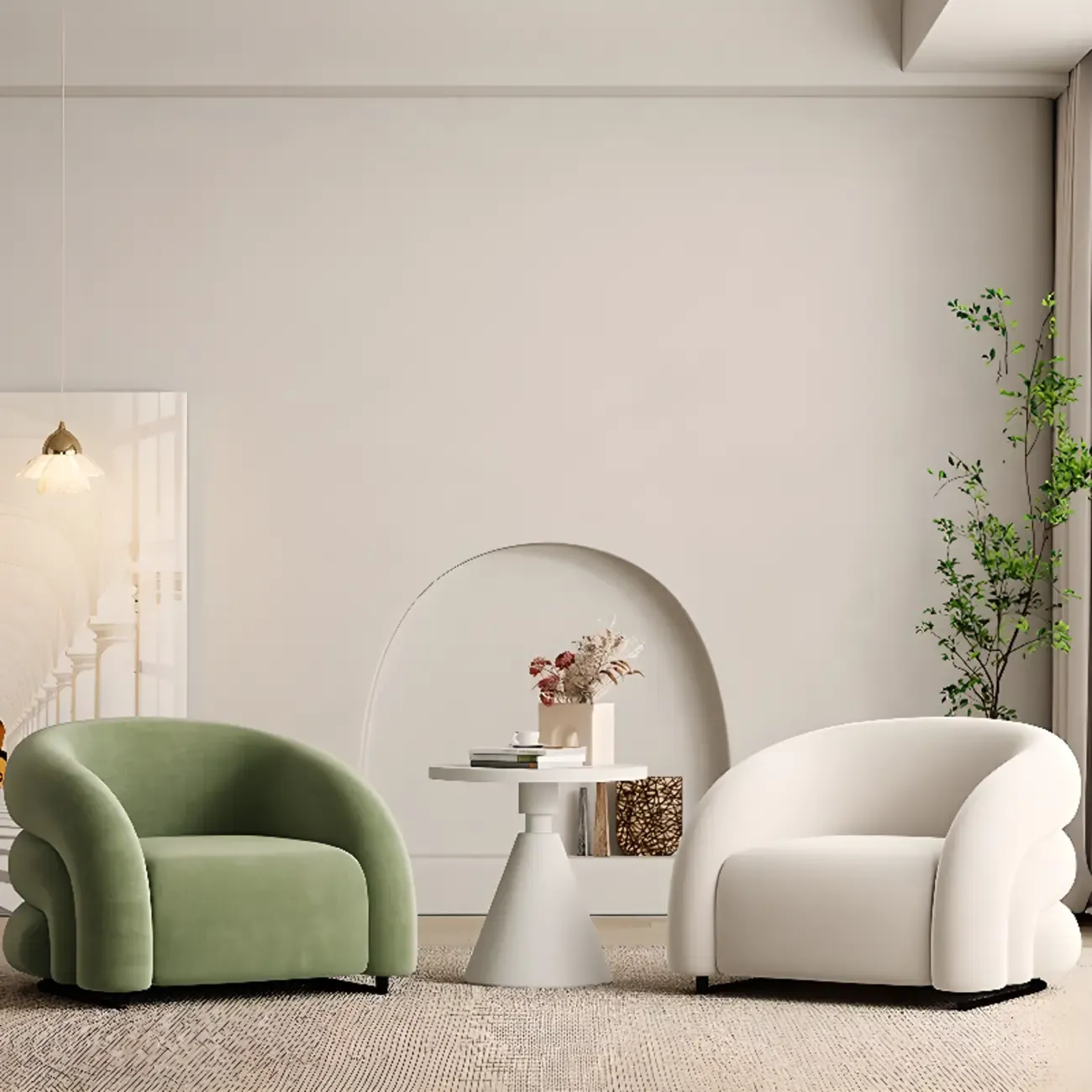 Durable Flannel Barrel Accent Chair for Living Room Image - 3
