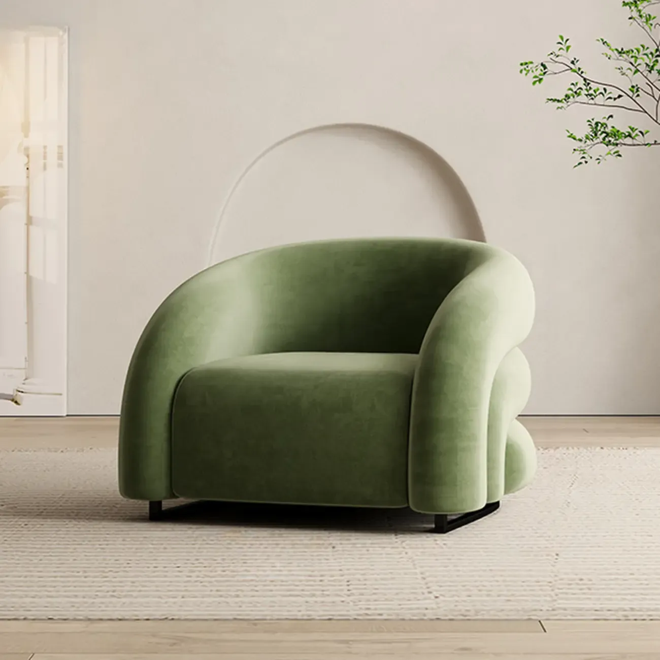 Durable Flannel Barrel Accent Chair for Living Room Image - 4