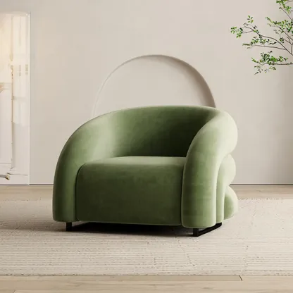 Durable Flannel Barrel Accent Chair for Living Room Image - 4