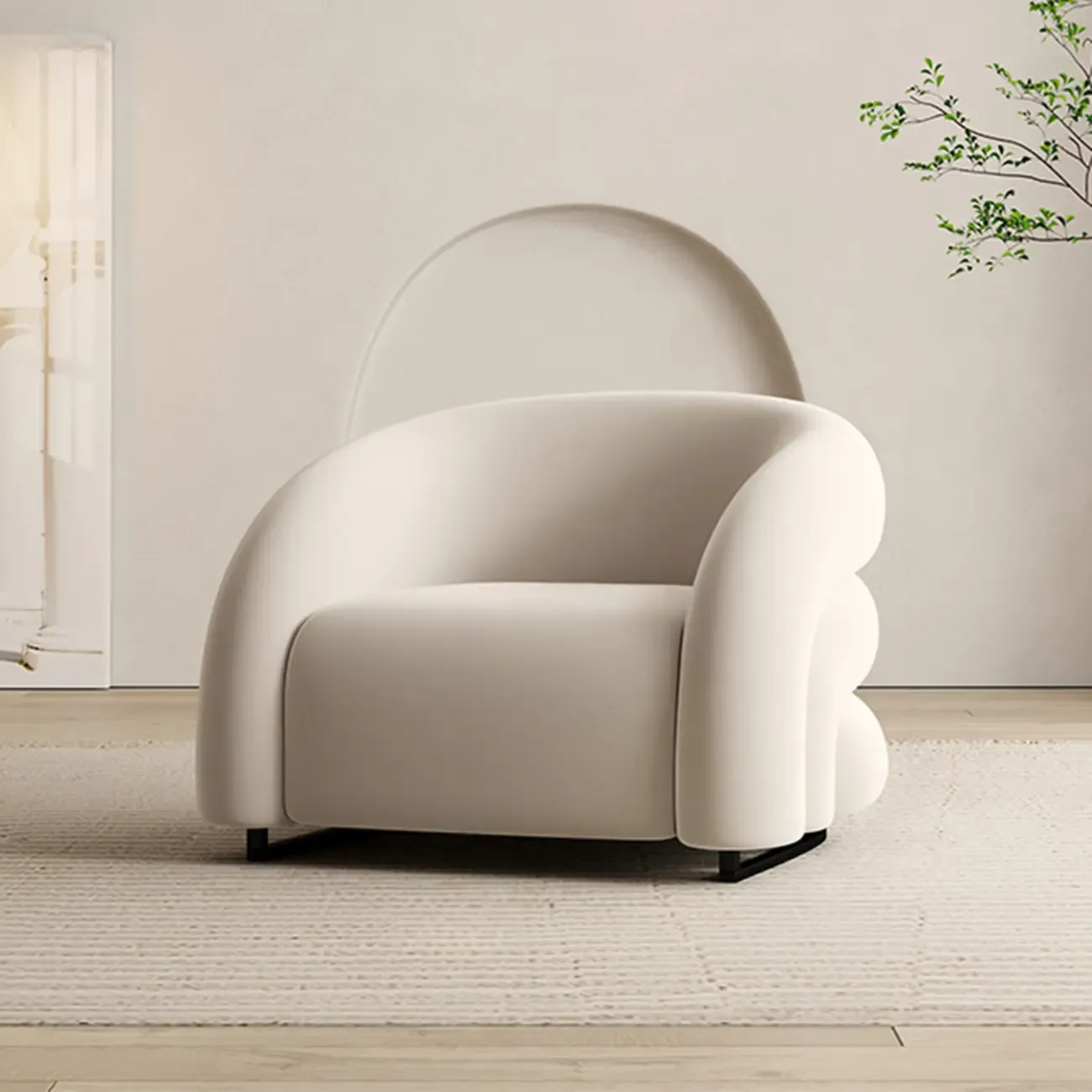 Durable Flannel Barrel Accent Chair for Living Room Image - 5