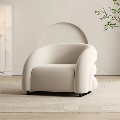 Durable Flannel Barrel Accent Chair for Living Room Image - 5